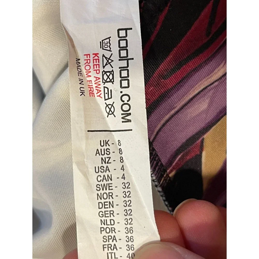 Boohoo Womens Bodycon Fishtail Dress Backless Adjustable Strap Black Purple SZ 4 - Picture 8 of 8